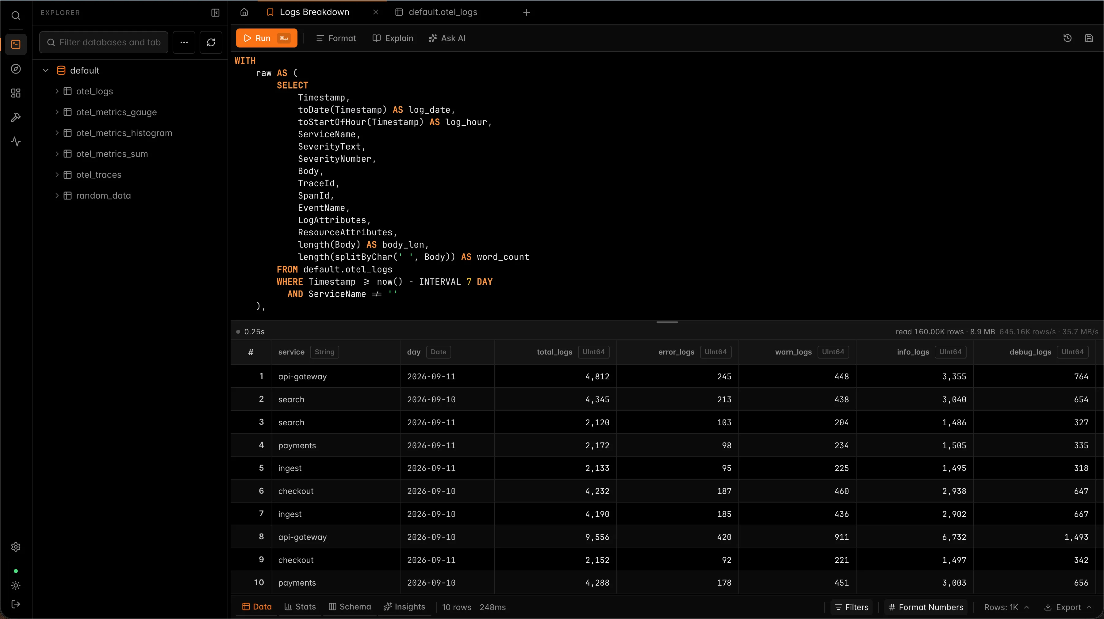 CH-UI: SQL workspace